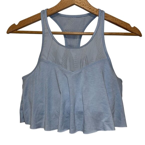 Alo Light Blue Polyester Racerback Flowy Cropped Tank Top Women's Size S - Picture 1 of 6